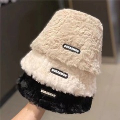 秋冬新款韩版百搭素颜神器毛绒渔夫帽子女显脸小加绒保暖水桶盆帽