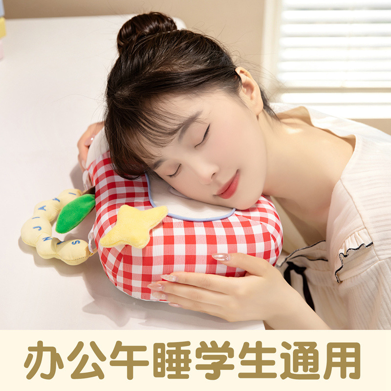 Verano almohada de siesta de seda de hielo modelado almohada de dormir reclinada para estudiantes almohada portátil pequeña almohada de escritorio almohada desmontable almohada