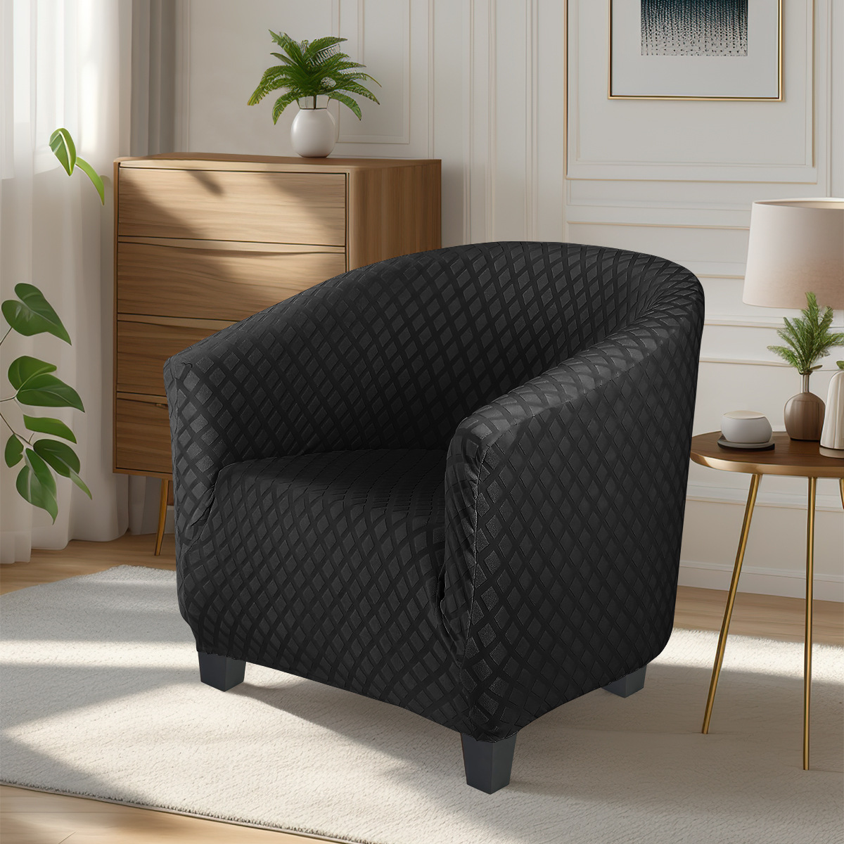 Amazon Jacquard transfronterizo diamante unido bañera sofá cubierta elástica tejido sólido fabricante de cubierta de sofá único