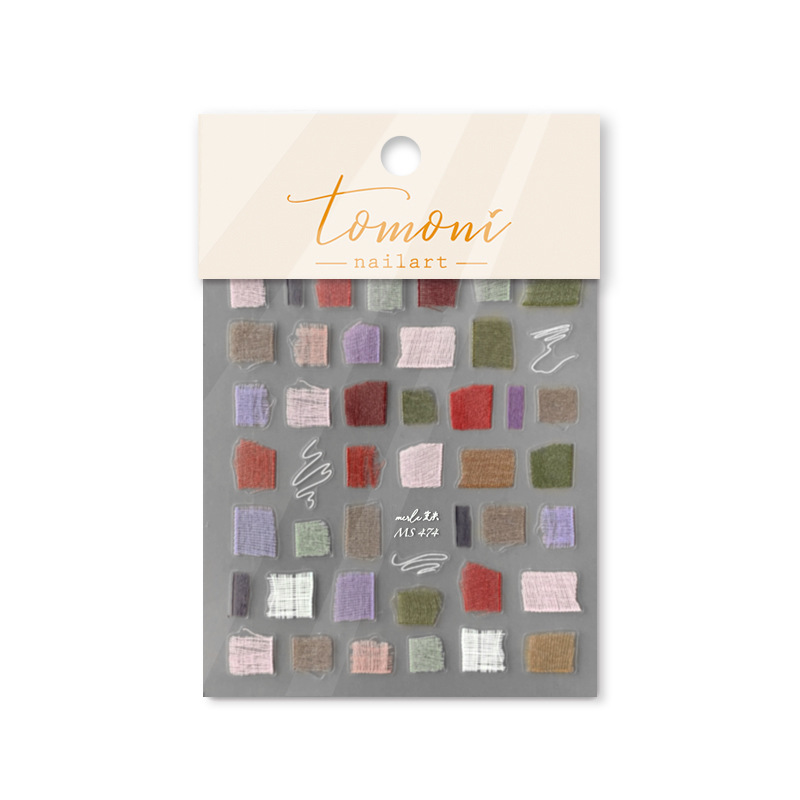 Tomoni fino duro uñas pegatinas sin pérdida cooperación japonés retro uñas pegatinas al por mayor carta tela MS472