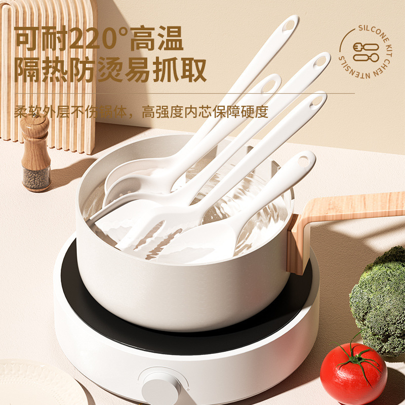 シリコンスパチュラ、ノンスティック専用家庭用調理スパチュラ、スープスプーン、スパチュラ、食品グレードの高温耐性キッチン用品セット|undefined
