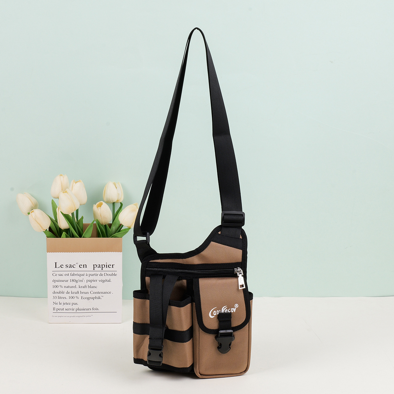 男士新款单肩斜挎小包户外运动小背包耐磨防水牛津布时尚多功能包