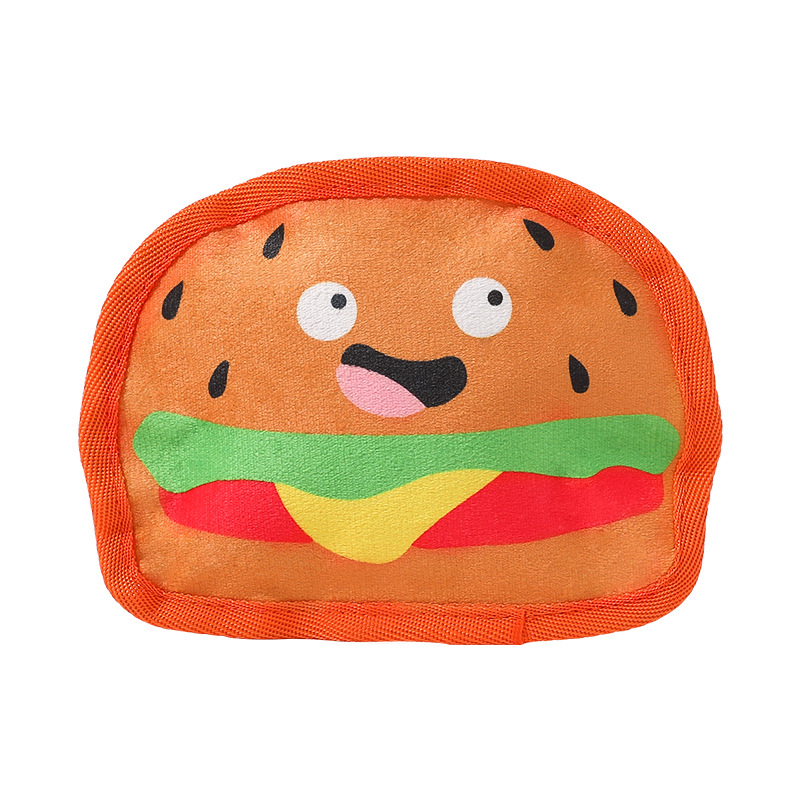 Perro mascota Juguetes para perros, juego resistente a las mordeduras, molar los dientes, papel para aliviar el aburrimiento, juguetes de sonido, hamburguesas de imitación, papas fritas, perros grandes y pequeños