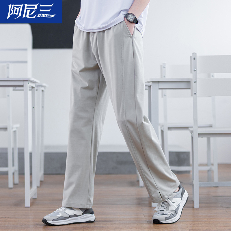 2024 New Summer Casual Pants Men's Clothing Teenagers Handsome Junior High School and High School Students Boys' Straight Pants