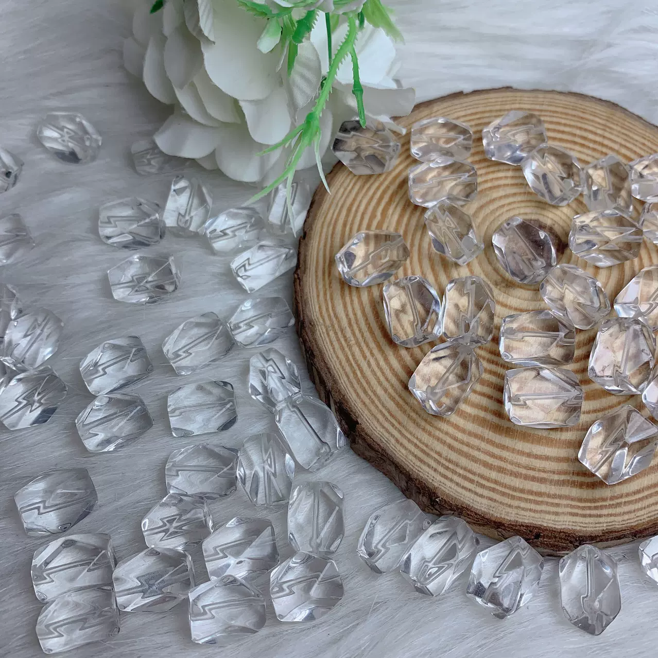 天然白氺晶随形散珠 DIY菱形珠 手工串珠饰品