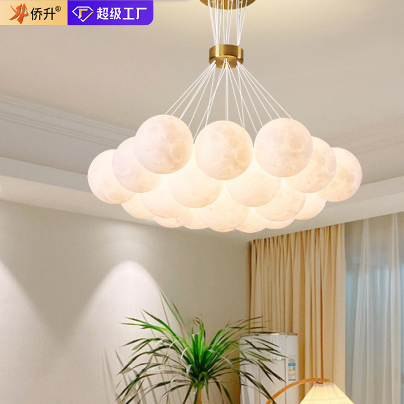Moon Light Little Red Book Chandelier Planet Bubble Light Living Room Light Creative Cream Wind Bedroom Light Girl Room Chandelier
