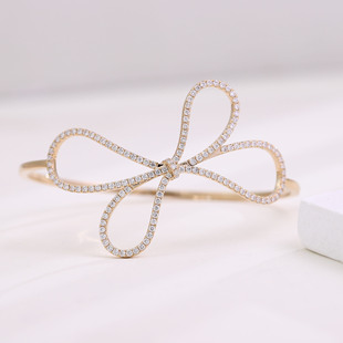 New Style Bow Elegant All-match Bracelet K Gold Inlaid Cultivation Diamond Small Broken Diamond Bracelet Small Fresh and Simple