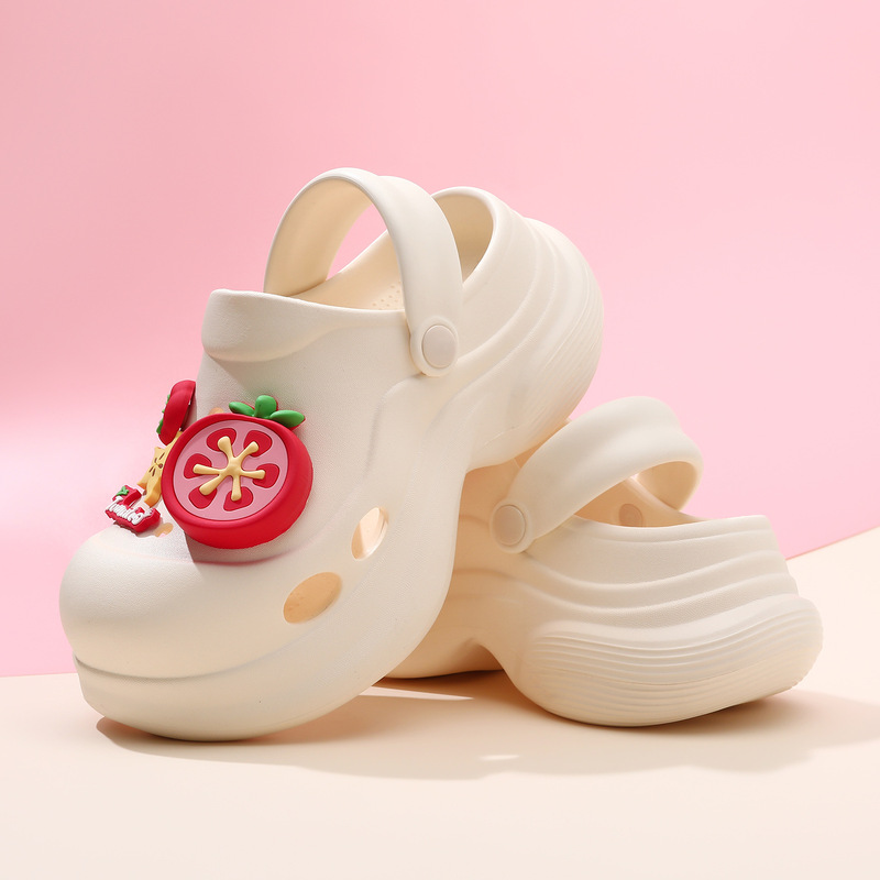 New Style Women's Summer Clogs with Thick Soles, Cute Tomato Sandals for Outdoor Wear, Non-Slip Breathable Beach Slippers