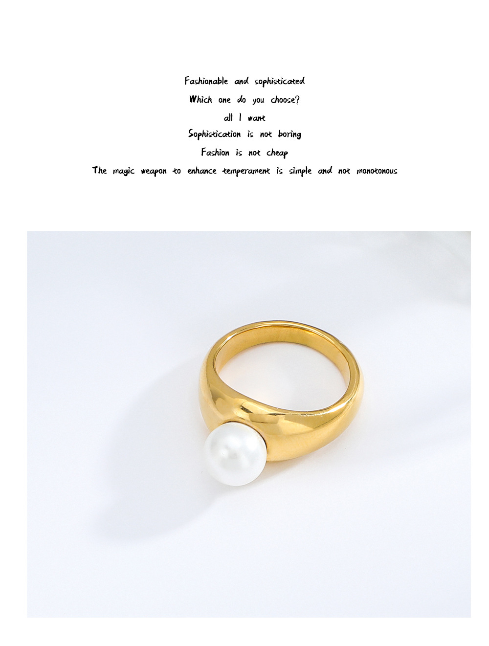 Retro Pearl Stainless Steel Rings Plating Stainless Steel Rings