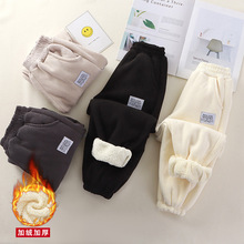 儿童中大童加绒裤子学生秋冬男女宝宝加厚保暖休闲外穿长裤柔软