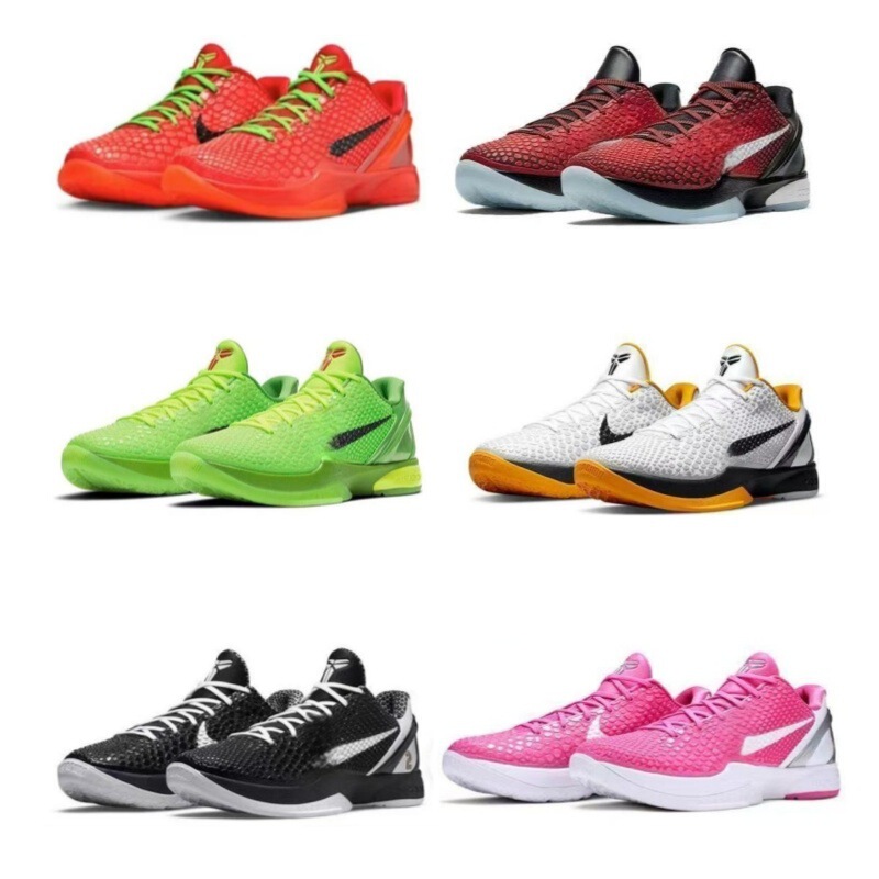 Original Kobe 6-Generation Actual Game Carbon Basketball Shoes, Green Hornet Low-Top Wear-Resistant Cushioning Sports Shoes, Men's and Women's Casual Shoes