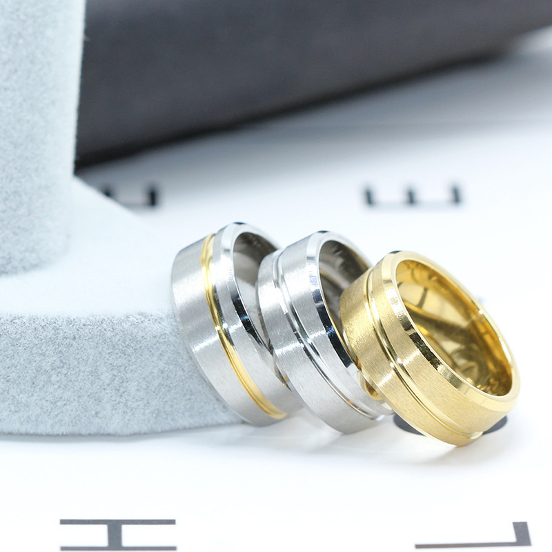 8g Weight Vacation Classic Style Solid Color Titanium Steel Plating Unisex Rings Men Band Rings
