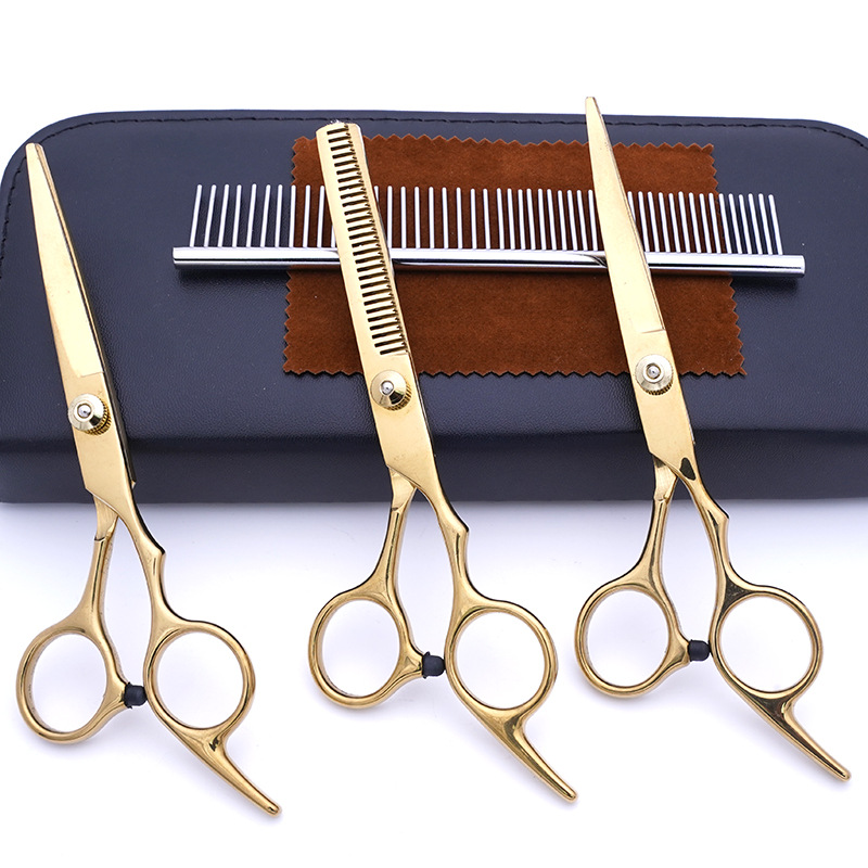 Directo de fábrica de acero inoxidable tijeras para mascotas perro belleza especial tijeras de corte de pelo Teddy corte de pelo traje