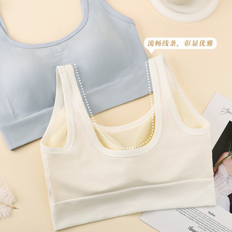 8618 # Chaleco de hombro ancho de copa fija modal para niña estudiante, sujetador de pecho transpirable, hermoso espalda, amoníaco desnudo 5A cómodo