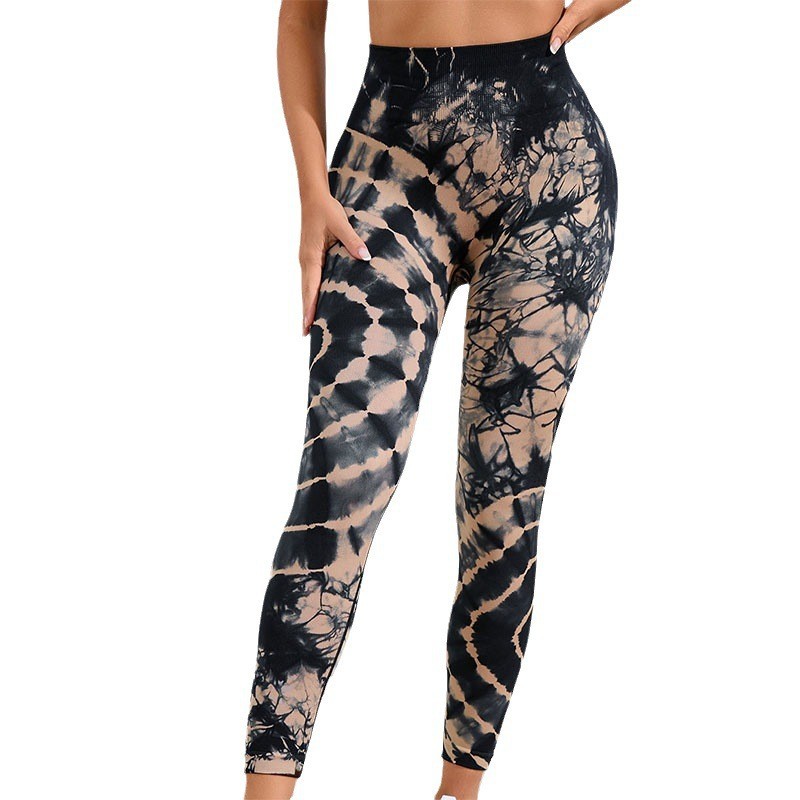 Pantalones de Yoga Tie-Dye Novedosos, Pantalones Deportivos de Cintura Alta con Efecto Levanta Glúteos, Pantalones Largos Ajustados con Control de Abdomen para Mujer, Ropa Deportiva para Correr al Aire Libre