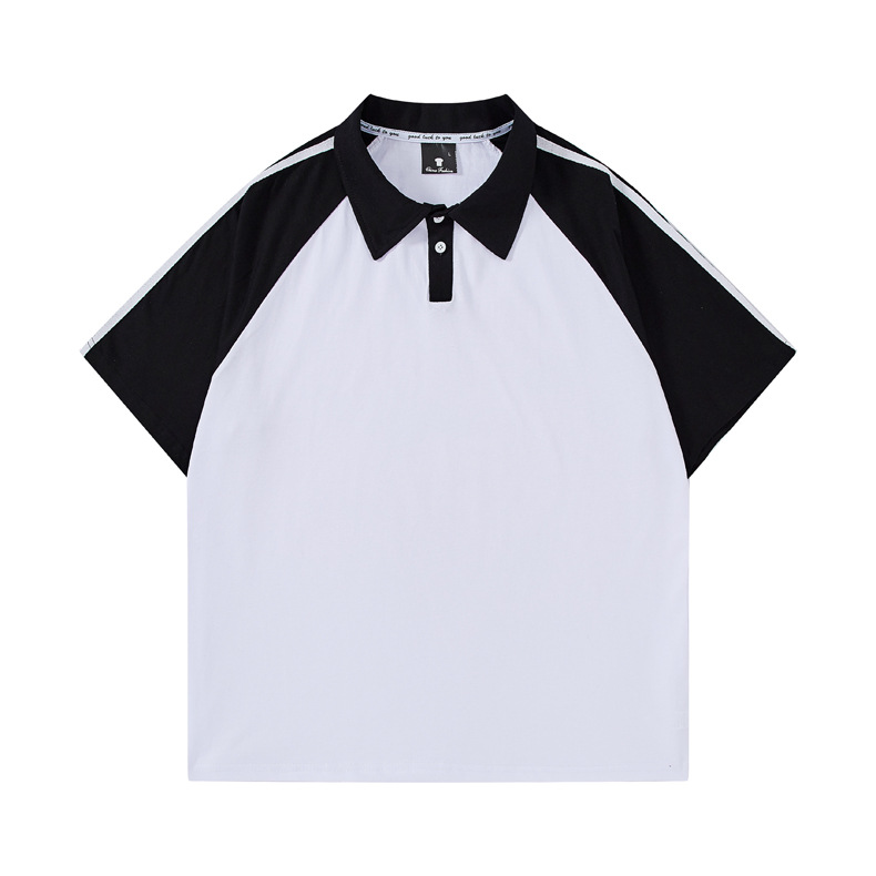 Procesamiento de camisa de Polo de manga corta de algodón Raglan impreso LOGO Hong Kong estilo de clase de moda uniforme grupo uniforme actividad T-shirt producción