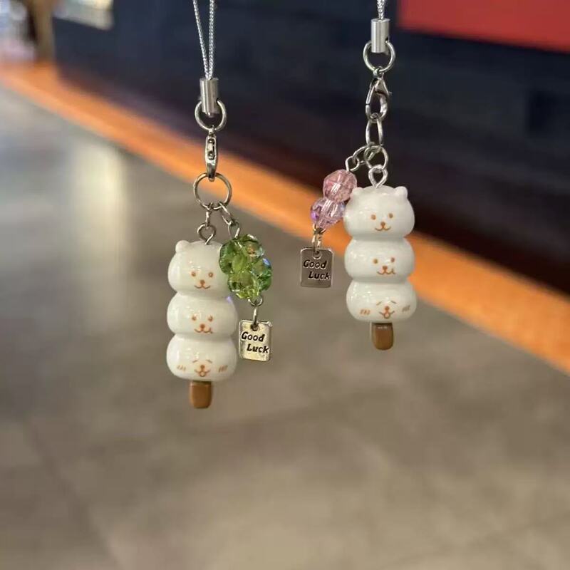 Cp23 Cute Four-Leaf Clover Self-Deprecating Bear Keychain Super Adorable Sweet Cartoon Girl Phone Chain Bag Best Friend Pendant