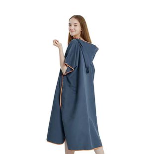 Source Manufacturer Microfiber Double-Sided Velvet Hooded Quick-Drying Absorbent Cloak Bath Towel Beach Changing Bathrobe Cloak
