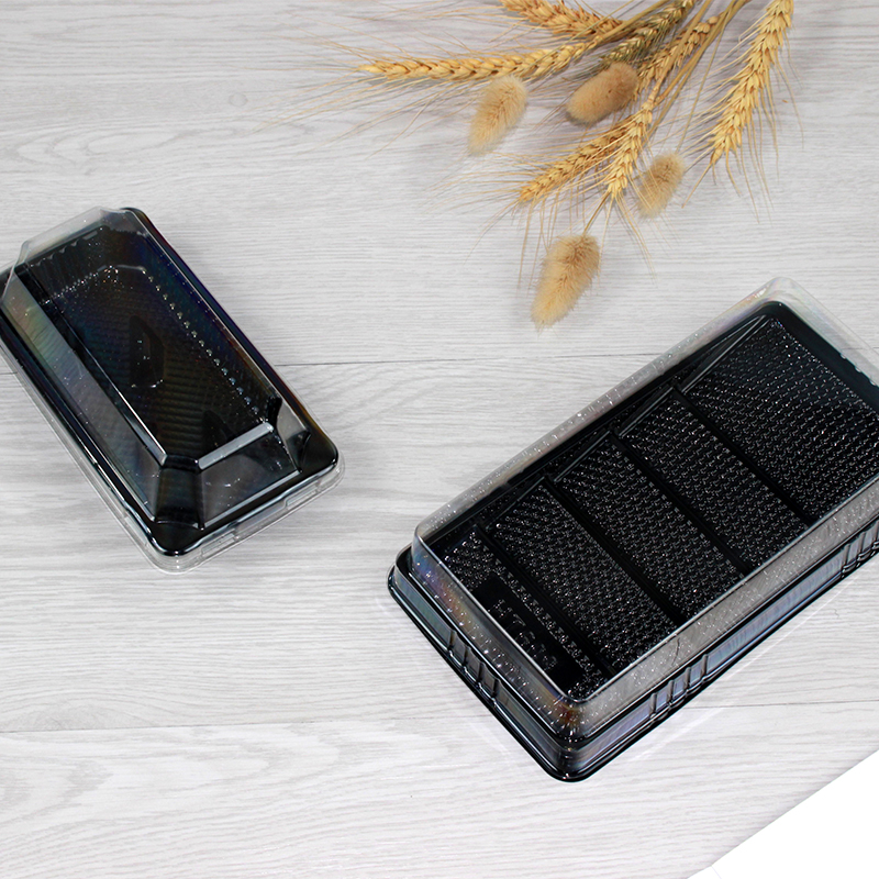 Caja de embalaje de 2 / 5 cápsulas de tortilla de durian transparente rectangular trapezoidal succionada horneado West Point desechable 609 caja de embalaje