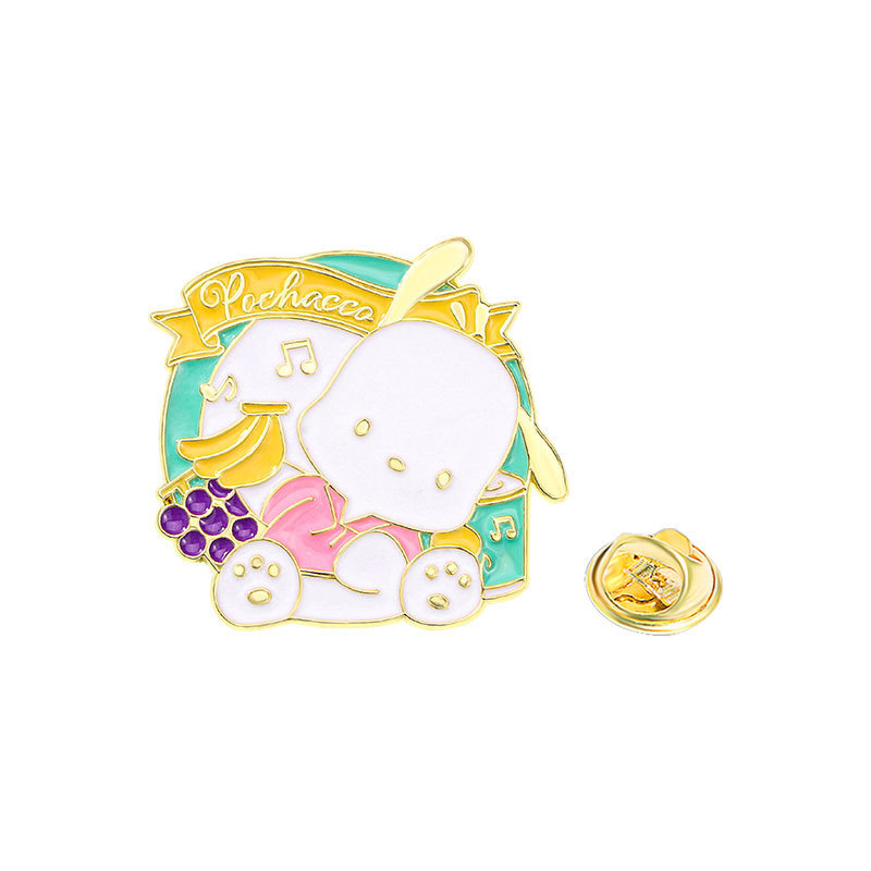 Broche de la serie Sanrio Coulomi Melody Yugui Dog Insignia de dibujos animados japoneses Ropa para niños Bolsos Accesorios