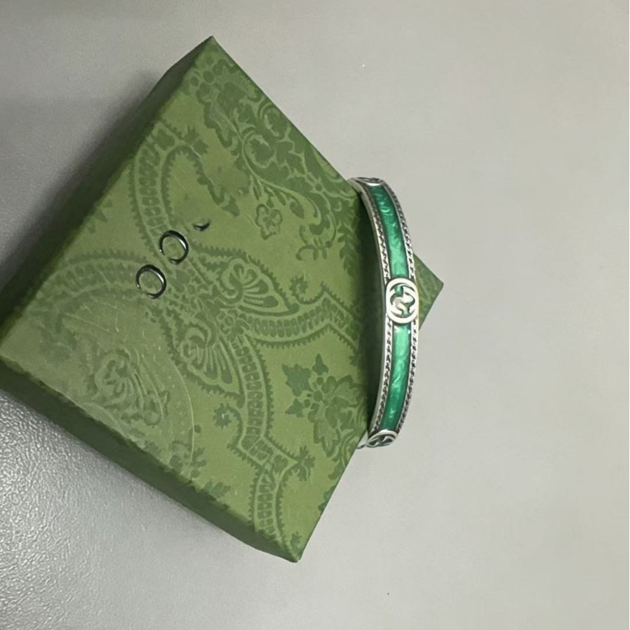 欧美风双C珐琅手镯小众轻奢字母手环不掉色 白铜镀银手饰不掉色