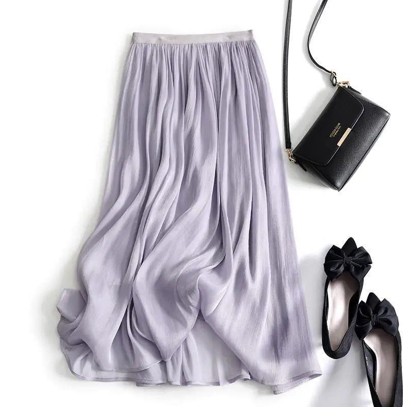 Highly Cost-Effective Flowing Gauze Skirt with a Summer Luster, Pearlescent Mesh Design, and A-Line Flared Skirt Highly Cost-Effective Flowing Gauze Skirt with a Summer Luster, Pearlescent Mesh Design, and A-Line Flared Skirt