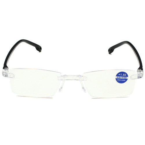 Diamond cut edge round glasses for sale on a street stall, unframed, with film coating, ultra-clear, anti-fall, anti-blue light reading glasses, wholesale