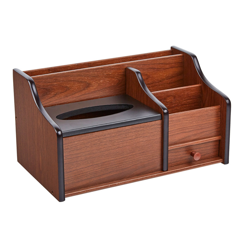 办公室木质多功能笔筒收纳盒创意纸巾盒抽纸盒茶几书桌面摆件