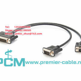 DB44公头转串行DB9公头 2路分配器转换器 2端口RS232串行适配器