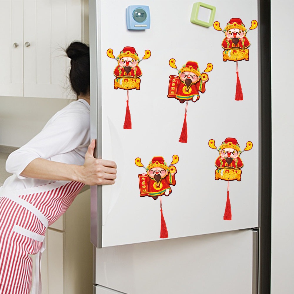 El dios de la fortuna 2026 nuevo festival de primavera agitar orejas colgantes de Año Nuevo creativo adorable pegatinas de refrigerador