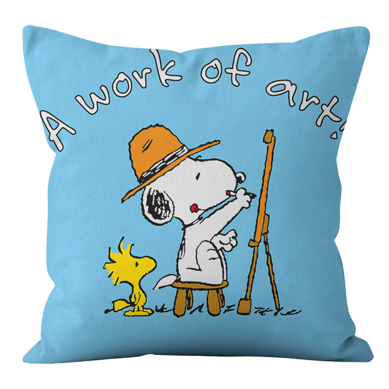 Animación dibujos animados Snoopy almohada cubierta sofá sala de estar dormitorio cojín almohada decoración del hogar simple almohada cubierta