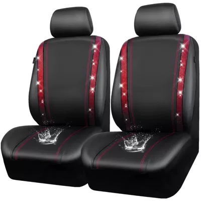 Universal seat cover: Diamond Leather Car Seat - red-diamond-4-piece-set-universal-model