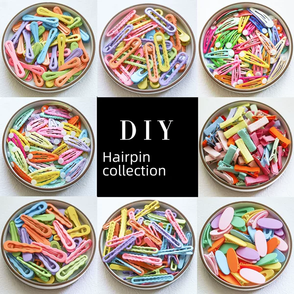 DIY All kinds of bottom clip hairpin headdress BB clip color metal oval clip clouds duck bill clip cream glue seamless clip
