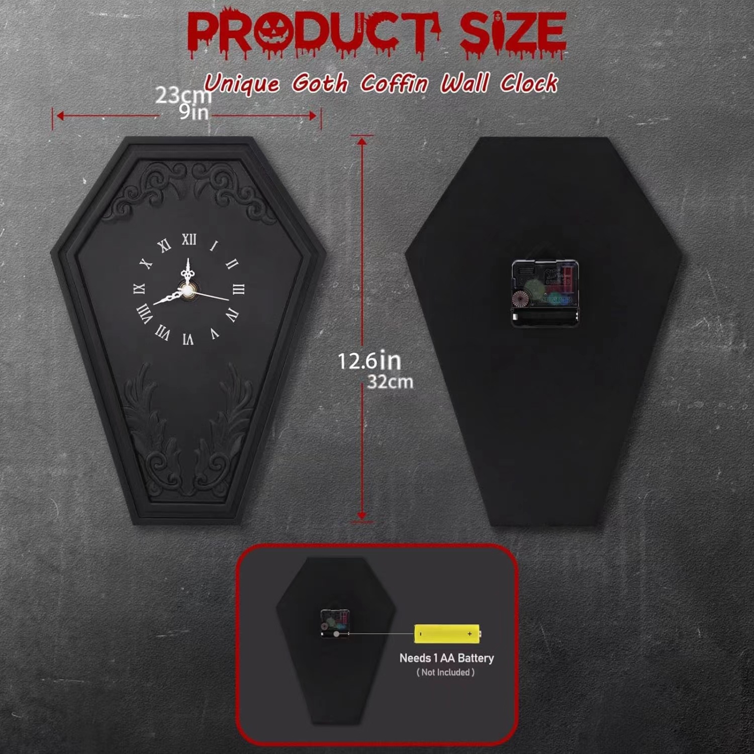 Reloj de pared de estilo oscuro de ataúd gótico transfronterizo de Amazon