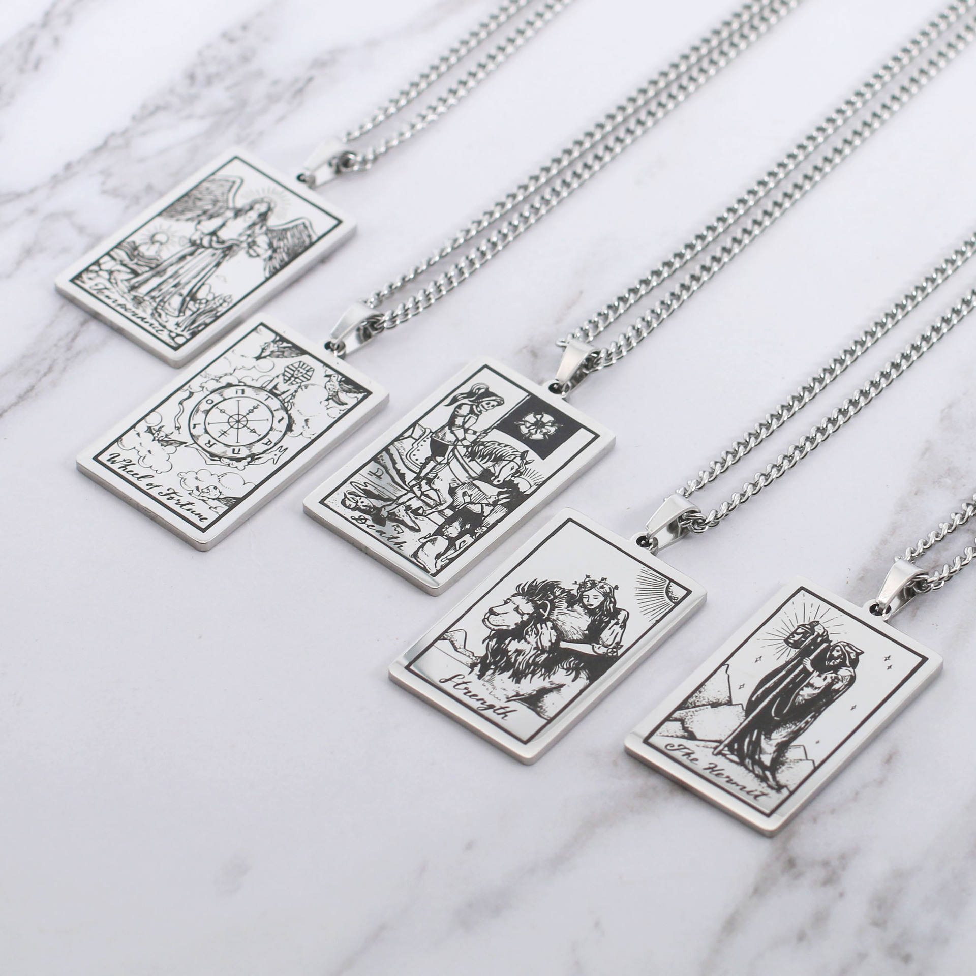 Retro Tarot Stainless Steel Titanium Steel Plating Necklace display picture 4