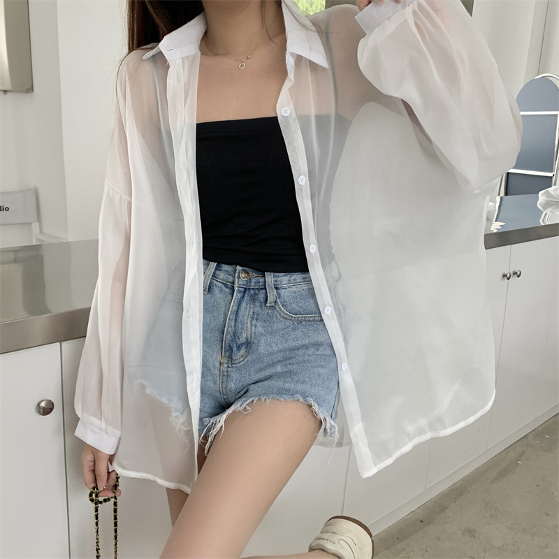 112g Weight Long Sleeve Sleeve Length Single Breasted Placket Type Shirtsleeve Sleeve Type Polyester, Chiffon Fabric Type Regular Top Length Cardigan Tops Type Holiday Occasion Shirt Collar Neckline Loose Fit Type Solid Color Pattern Summer, Spring Season Women's Gender Casual Style Wholesale Women's Casual Solid Color Long Sleeve Blouses 13
