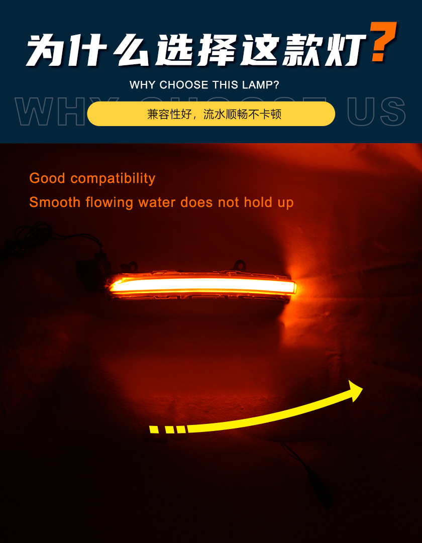 Suitable for Jaguar XEL XFL XF XJ F-TYPE rearview mirror running water turn signal day running light dynamic blue