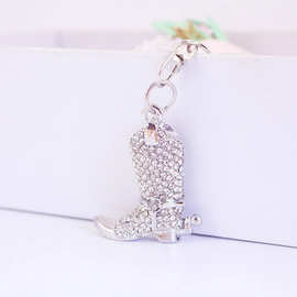 创意可爱镶钻精致水晶靴子鞋子汽车钥匙扣女包配饰钥匙链挂件1347