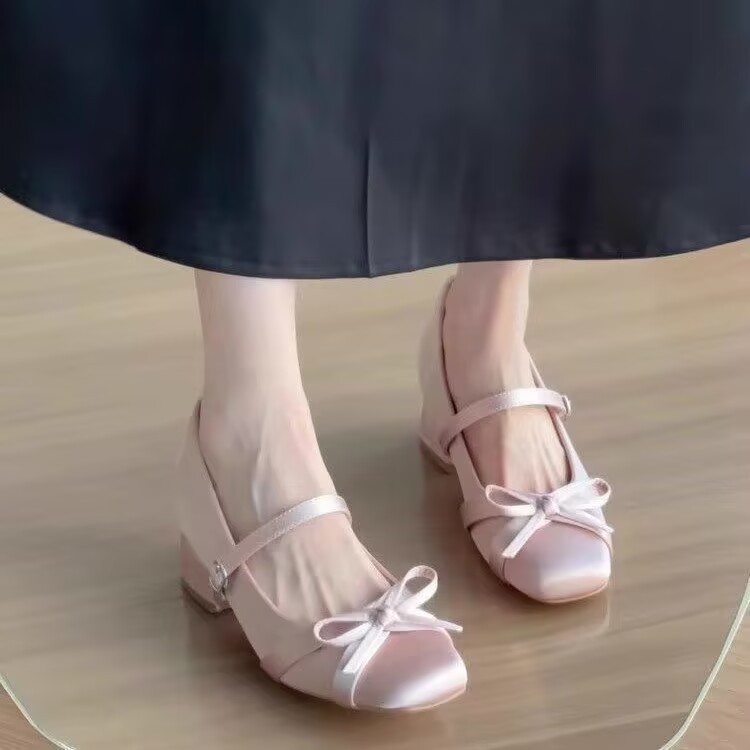 法式内增高粗跟高跟鞋浅口单鞋女夏2025新款配裙子芭蕾舞玛丽珍鞋|undefined