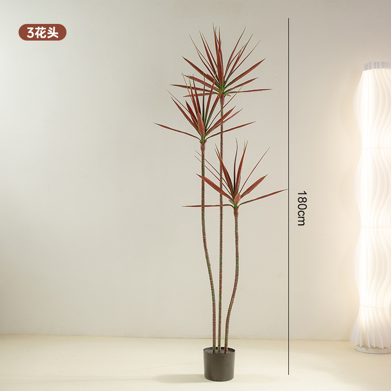 Árbol de sangre de dragón artificial viento silencioso planta verde árbol artificial decoración de sala de estar Planta artificial Agave piso olla