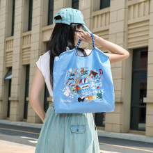 2025夏季新款同款日系环保袋万针刺绣尼龙大容量百搭通勤单肩包女