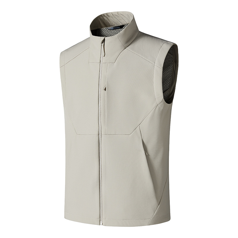 Men's Autumn and Winter Soft-Shell Stand-Up Collar Sleeveless Vest Sports Casual Jacket Short-Sleeved