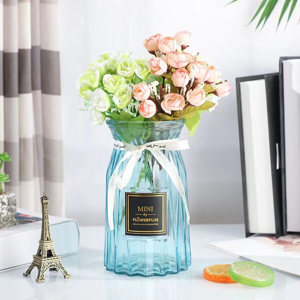 Glass vase flower arrangement living room home dry flower decoration…