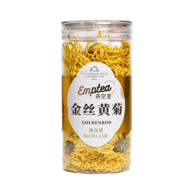 Chrysanthemum Mulberry Goji Flower Tea Blend (Tai Ju, Sang Shen, Gou Qi) — Bottled Herbal Tea in use