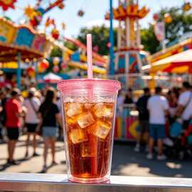 高容量双层吸管杯奶茶水杯夏季冰饮杯家用办公杯便携防漏设计