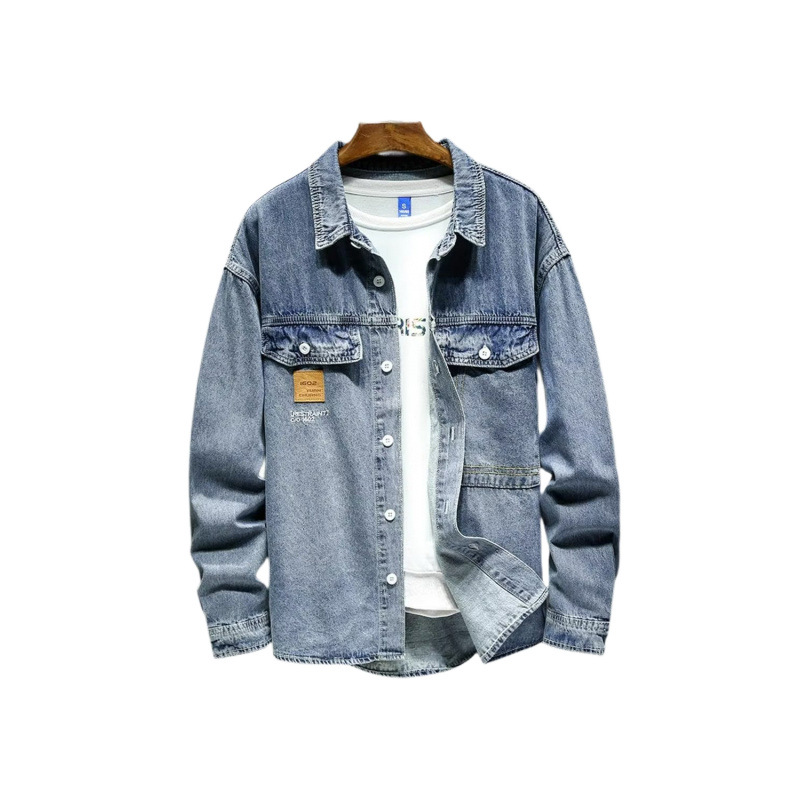Retro Workwear Denim Jacket, Trendy Loose And Versatile Top, Men's Shirt Type Jacket_mkmklike.com