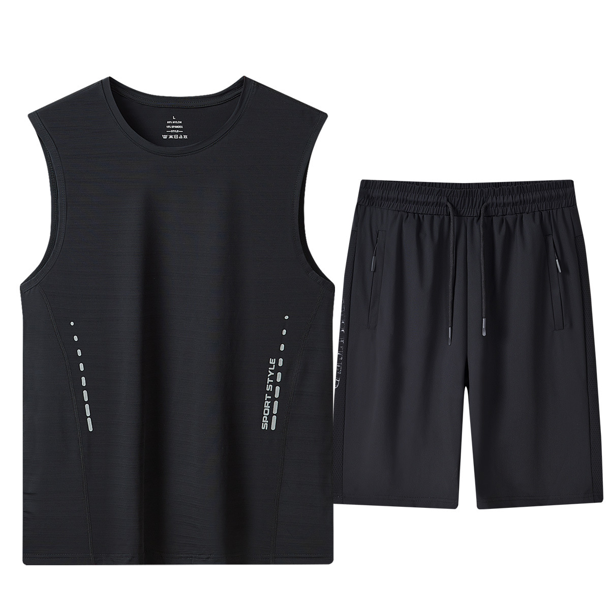 Trajes deportivos de chaleco transfronterizo para hombres verano nuevo hielo rápido secado sin mangas camiseta pantalones cortos sueltos ropa deportiva de baloncesto