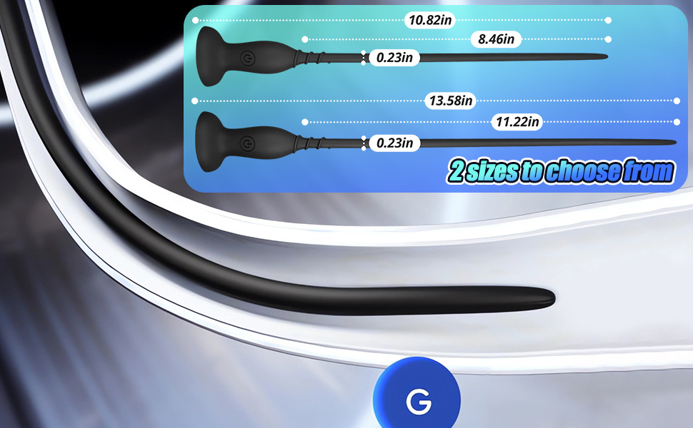 Electric Urethral Stimulator Rod, Silicone Sound Massager with Button Control, Black Large — detail image 5