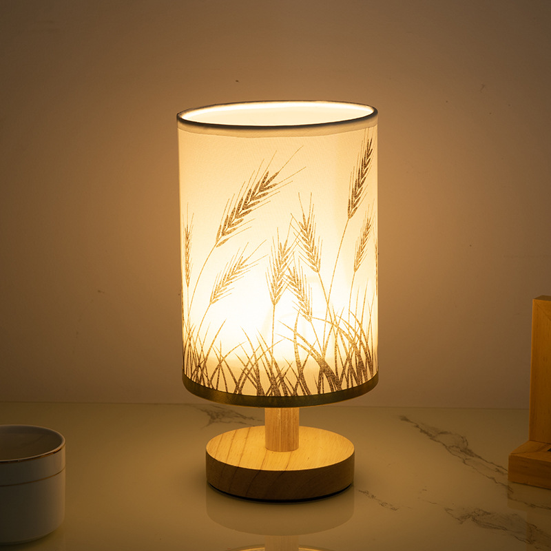Cross-border Nordic Log Cloth Cover Table Lamp Modern Ins Creative Decoration Bedroom USB Charging Remote Control Warm Nightlight
