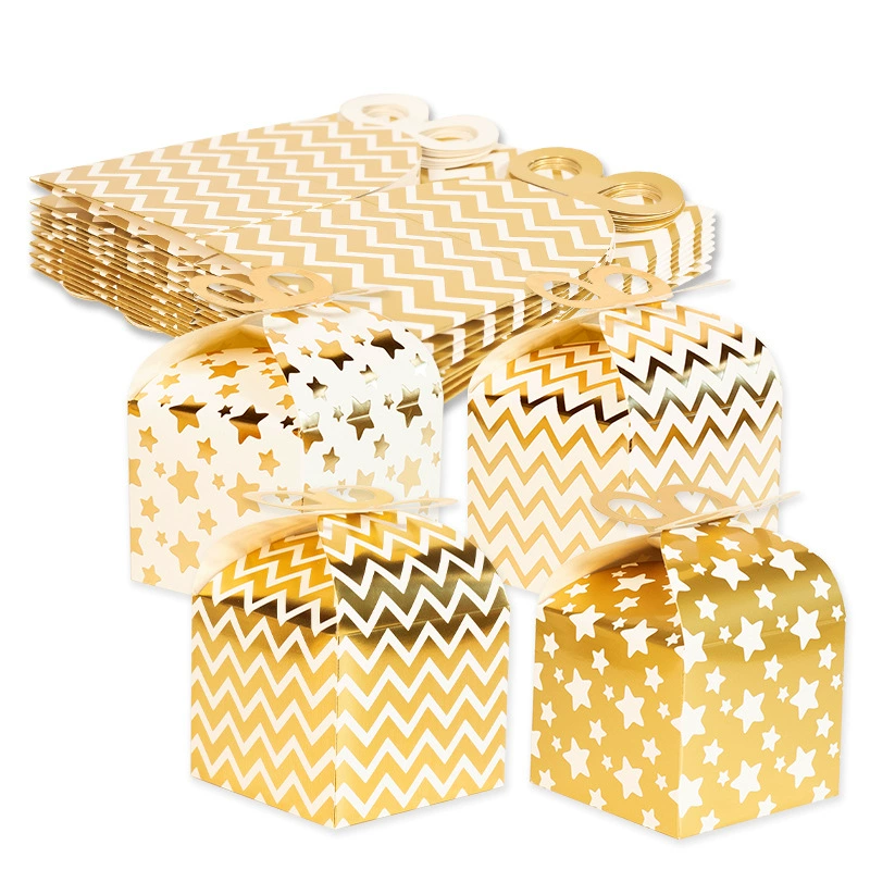 Amazon European style gift box gold foil star wave candy box baking dessert box 12